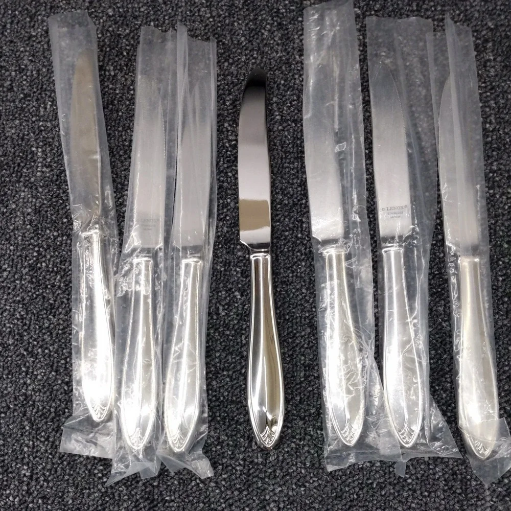 7 Lenox COVINGTON Stainless Dinner Knives‎ 18/10 Glossy NEW Flatware